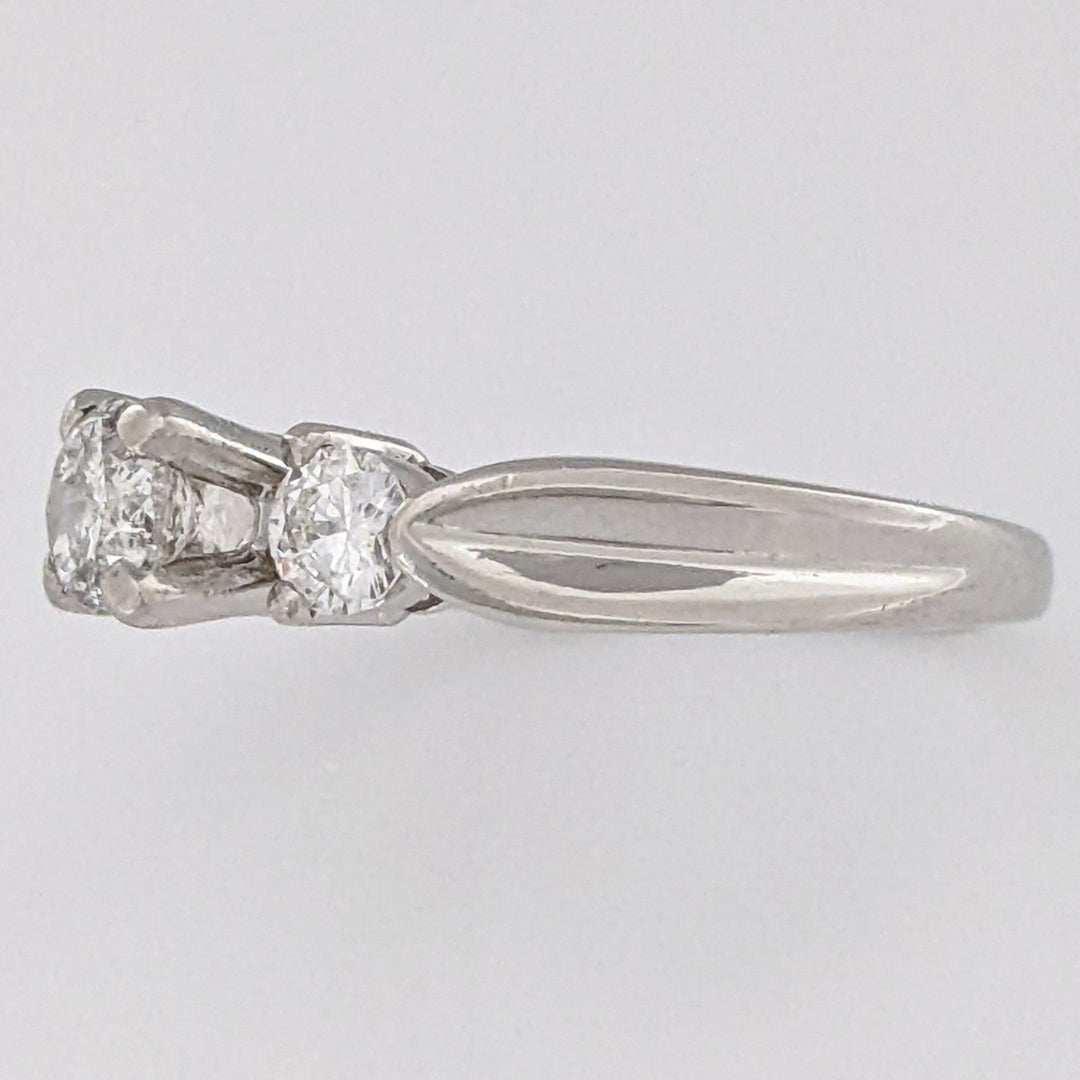 PLATINUM 1.06 CARAT TOTAL WEIGHT I1 K DIAMOND ROUND (3) TRINITY ESTATE RING 6.6 GRAMS