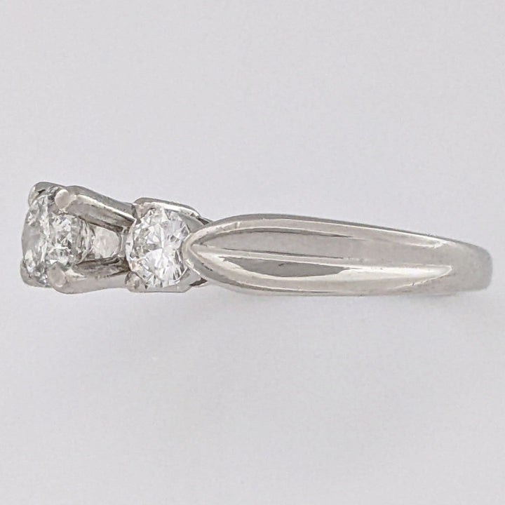 PLATINUM 1.06 CARAT TOTAL WEIGHT I1 K DIAMOND ROUND (3) TRINITY ESTATE RING 6.6 GRAMS