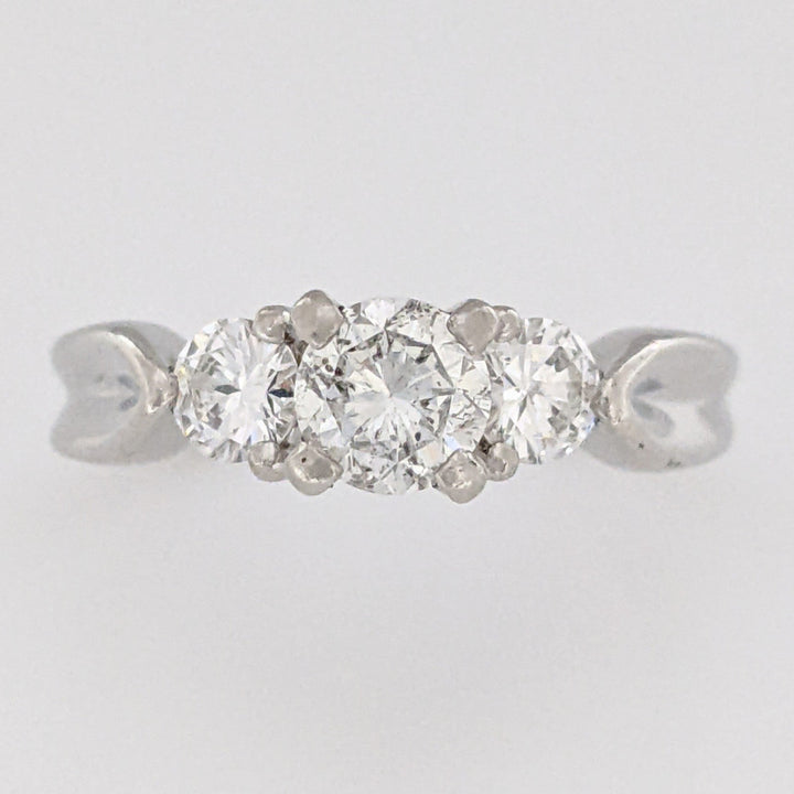 PLATINUM 1.06 CARAT TOTAL WEIGHT I1 K DIAMOND ROUND (3) TRINITY ESTATE RING 6.6 GRAMS
