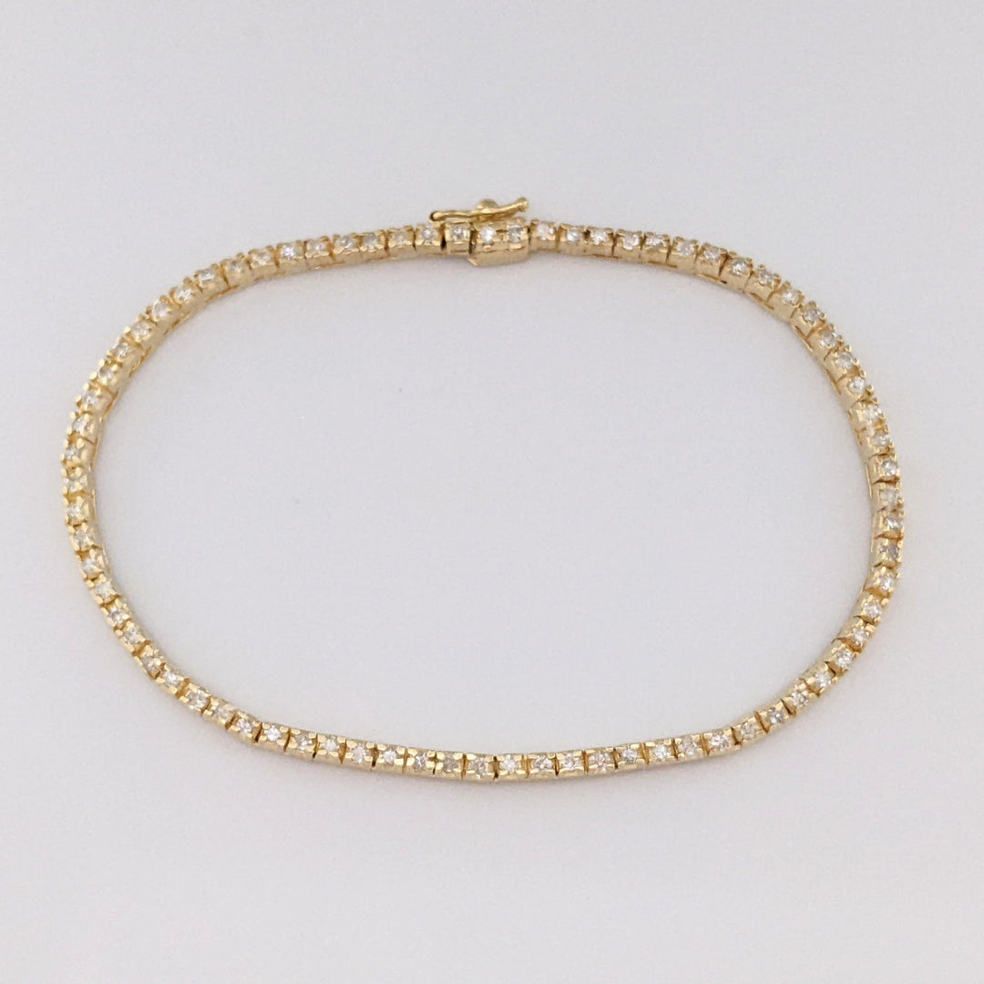 14K 1.00 CARAT TOTAL WEIGHT I1 I DIAMOND ROUND (76) ESTATE BRACELET 8.2 GRAMS