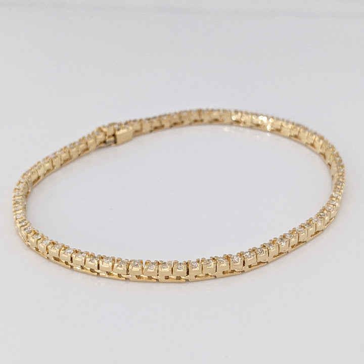 14K 1.00 CARAT TOTAL WEIGHT I1 I DIAMOND ROUND (76) ESTATE BRACELET 8.2 GRAMS