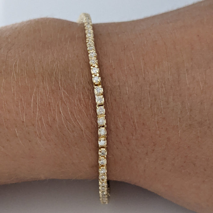14K 1.00 CARAT TOTAL WEIGHT I1 I DIAMOND ROUND (76) ESTATE BRACELET 8.2 GRAMS
