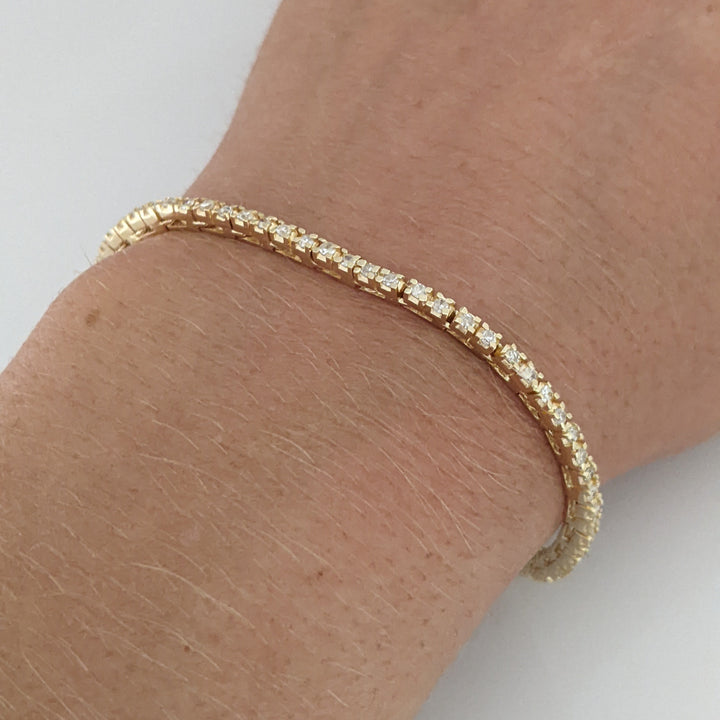 14K 1.00 CARAT TOTAL WEIGHT I1 I DIAMOND ROUND (76) ESTATE BRACELET 8.2 GRAMS