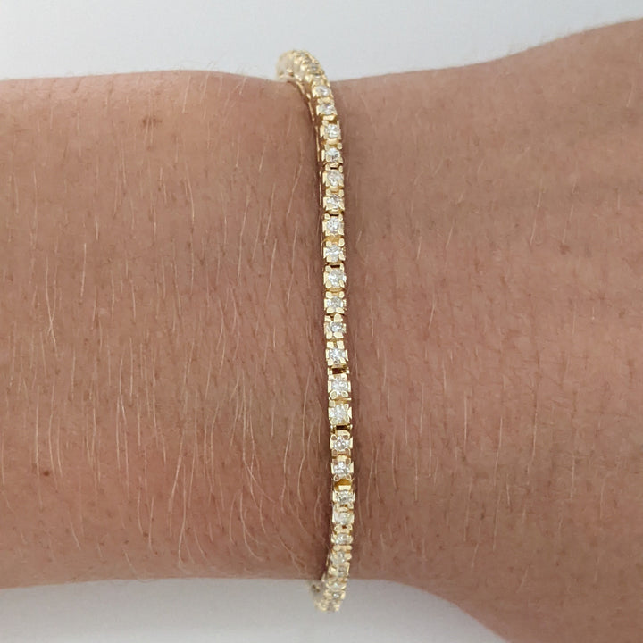 14K 1.00 CARAT TOTAL WEIGHT I1 I DIAMOND ROUND (76) ESTATE BRACELET 8.2 GRAMS