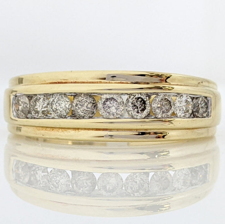 14K .63 CARAT TOTAL WEIGHT I1 J-L DIAMOND ROUND (9) CHANNEL SET ESTATE BAND 7.0 GRAMS