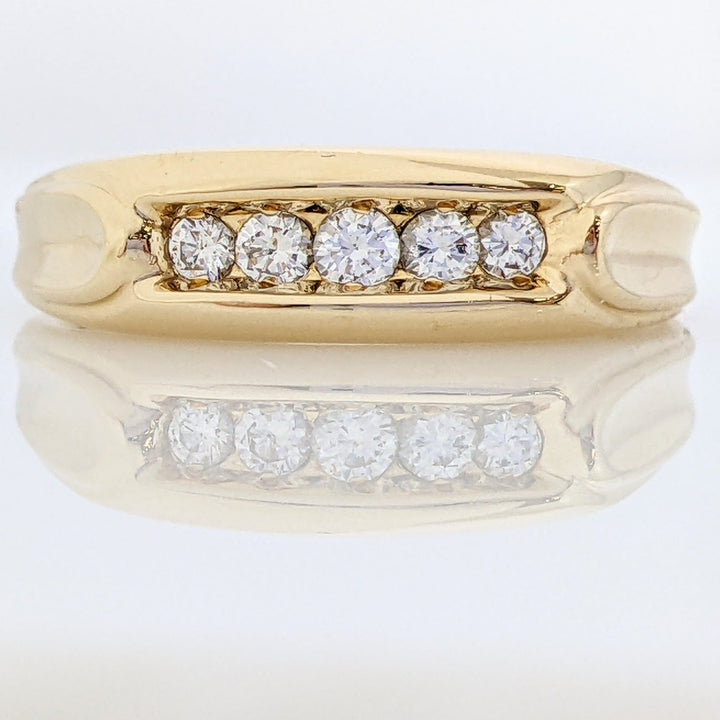 14K .30 CARAT TOTAL WEIGHT SI2 H-I DIAMOND ROUND (5) CHANNEL SET ESTATE BAND 6.5 GRAMS
