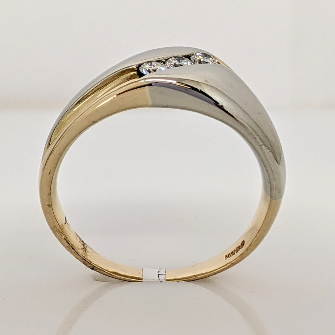 14K TWO-TONE .30 CARAT TOTAL WEIGHT SI2 G DIAMOND ROUND (3) CHANNEL SET ESTATE BAND 10.0 GRAMS