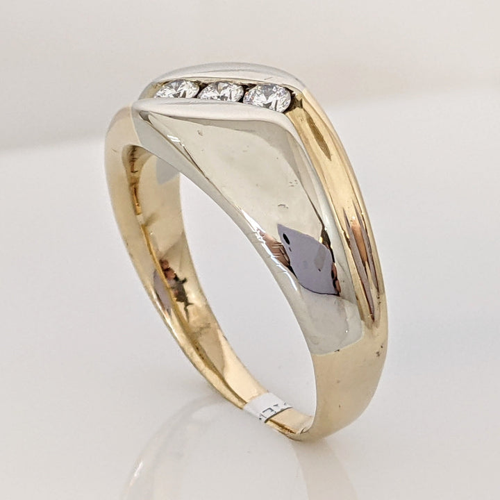 14K TWO-TONE .30 CARAT TOTAL WEIGHT SI2 G DIAMOND ROUND (3) CHANNEL SET ESTATE BAND 10.0 GRAMS