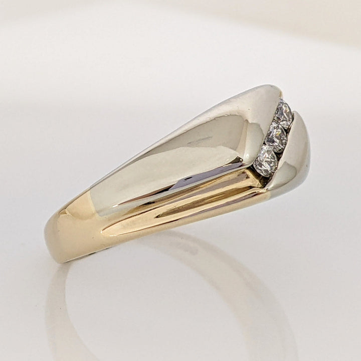 14K TWO-TONE .30 CARAT TOTAL WEIGHT SI2 G DIAMOND ROUND (3) CHANNEL SET ESTATE BAND 10.0 GRAMS