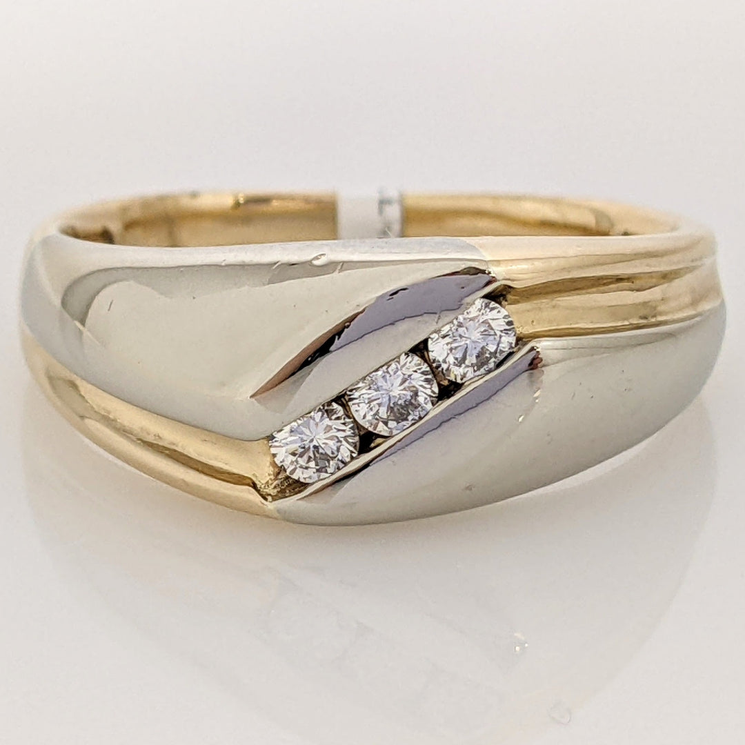 14K TWO-TONE .30 CARAT TOTAL WEIGHT SI2 G DIAMOND ROUND (3) CHANNEL SET ESTATE BAND 10.0 GRAMS