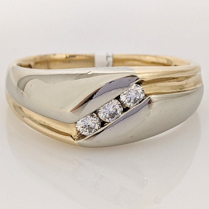 14K TWO-TONE .30 CARAT TOTAL WEIGHT SI2 G DIAMOND ROUND (3) CHANNEL SET ESTATE BAND 10.0 GRAMS