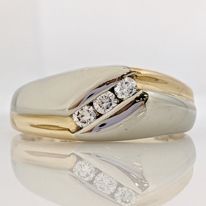 14K TWO-TONE .30 CARAT TOTAL WEIGHT SI2 G DIAMOND ROUND (3) CHANNEL SET ESTATE BAND 10.0 GRAMS