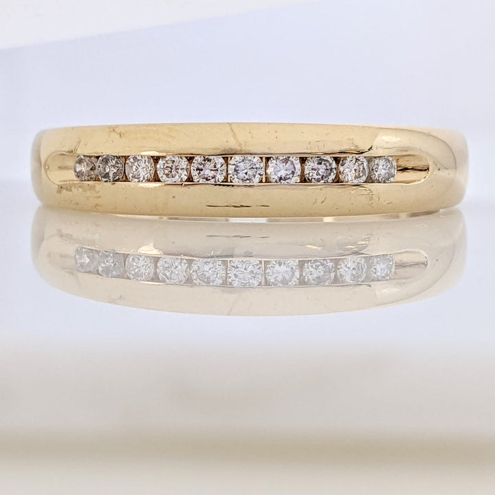 14K .20 CARAT TOTAL WEIGHT I1 H DIAMOND ROUND (10) CHANNEL SET ESTATE BAND 4.9 GRAMS