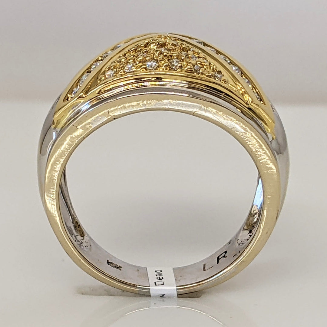 18K TWO-TONE .50 CARAT TOTAL WEIGHT I1 I-J DIAMOND ROUND (39) ESTATE RING 9.3 GRAMS