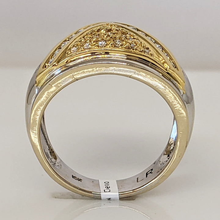 18K TWO-TONE .50 CARAT TOTAL WEIGHT I1 I-J DIAMOND ROUND (39) ESTATE RING 9.3 GRAMS