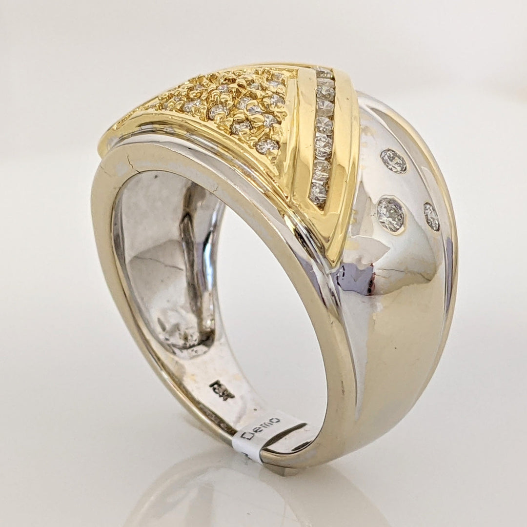 18K TWO-TONE .50 CARAT TOTAL WEIGHT I1 I-J DIAMOND ROUND (39) ESTATE RING 9.3 GRAMS