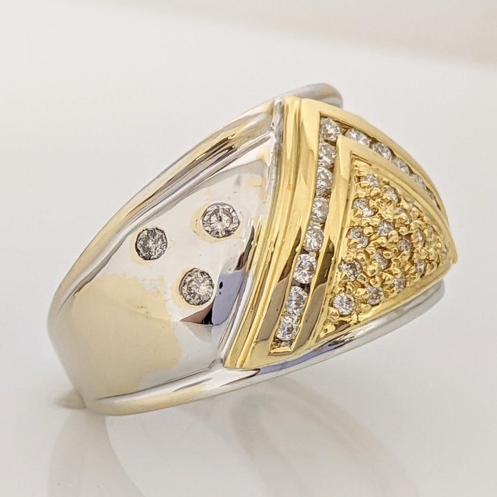 18K TWO-TONE .50 CARAT TOTAL WEIGHT I1 I-J DIAMOND ROUND (39) ESTATE RING 9.3 GRAMS