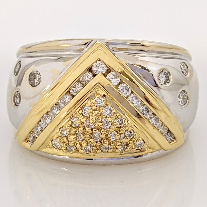 18K TWO-TONE .50 CARAT TOTAL WEIGHT I1 I-J DIAMOND ROUND (39) ESTATE RING 9.3 GRAMS