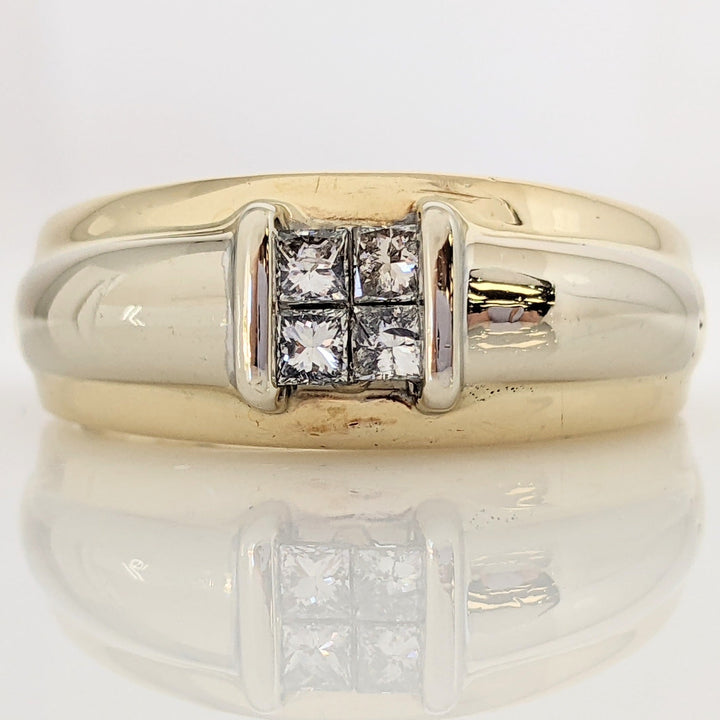 14K .40 CARAT TOTAL WEIGHT I1 H DIAMOND PRINCESS CUT (4) TENSION SET ESTATE BAND 9.5 GRAMS