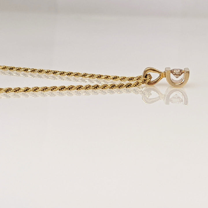 14K .10 CARAT TOTAL DIAMOND ROUND BAR SET ESTATE PENDANT & CHAIN 3.7 GRAMS