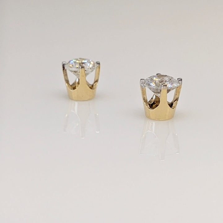 14K .75 CARAT TOTAL I2 H DIAMOND ROUND (2) ESTATE STUD EARRINGS 1.0 GRAM