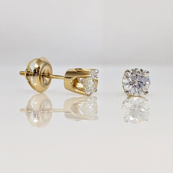 14K .75 CARAT TOTAL I2 H DIAMOND ROUND (2) ESTATE STUD EARRINGS 1.0 GRAM