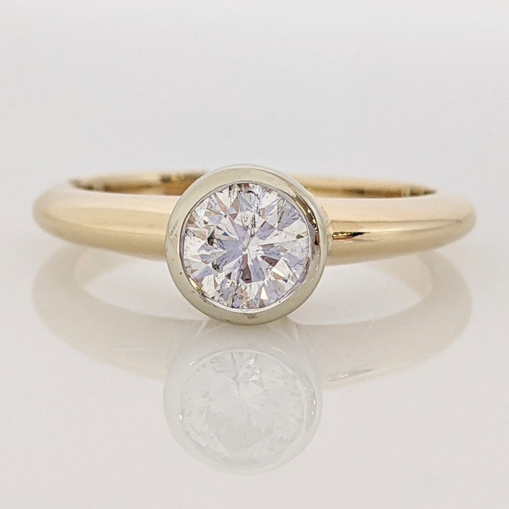 14K .59 CARAT TOTAL I1 I DIAMOND ROUND ESTATE BEZEL SET RING 3.2 GRAMS