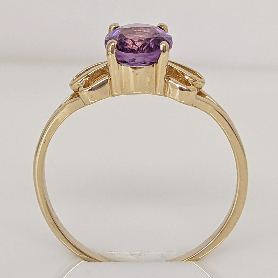 14K AMETHYST OVAL 6X8 OPEN TOP ESTATE RING 2.1 GRAMS