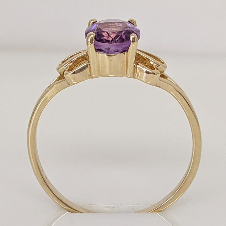 14K AMETHYST OVAL 6X8 OPEN TOP ESTATE RING 2.1 GRAMS