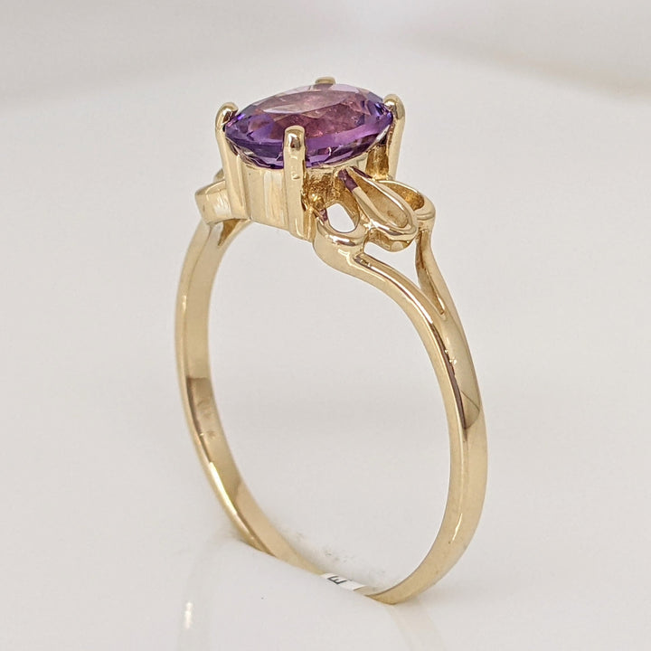 14K AMETHYST OVAL 6X8 OPEN TOP ESTATE RING 2.1 GRAMS