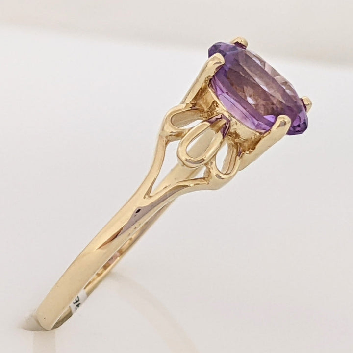 14K AMETHYST OVAL 6X8 OPEN TOP ESTATE RING 2.1 GRAMS