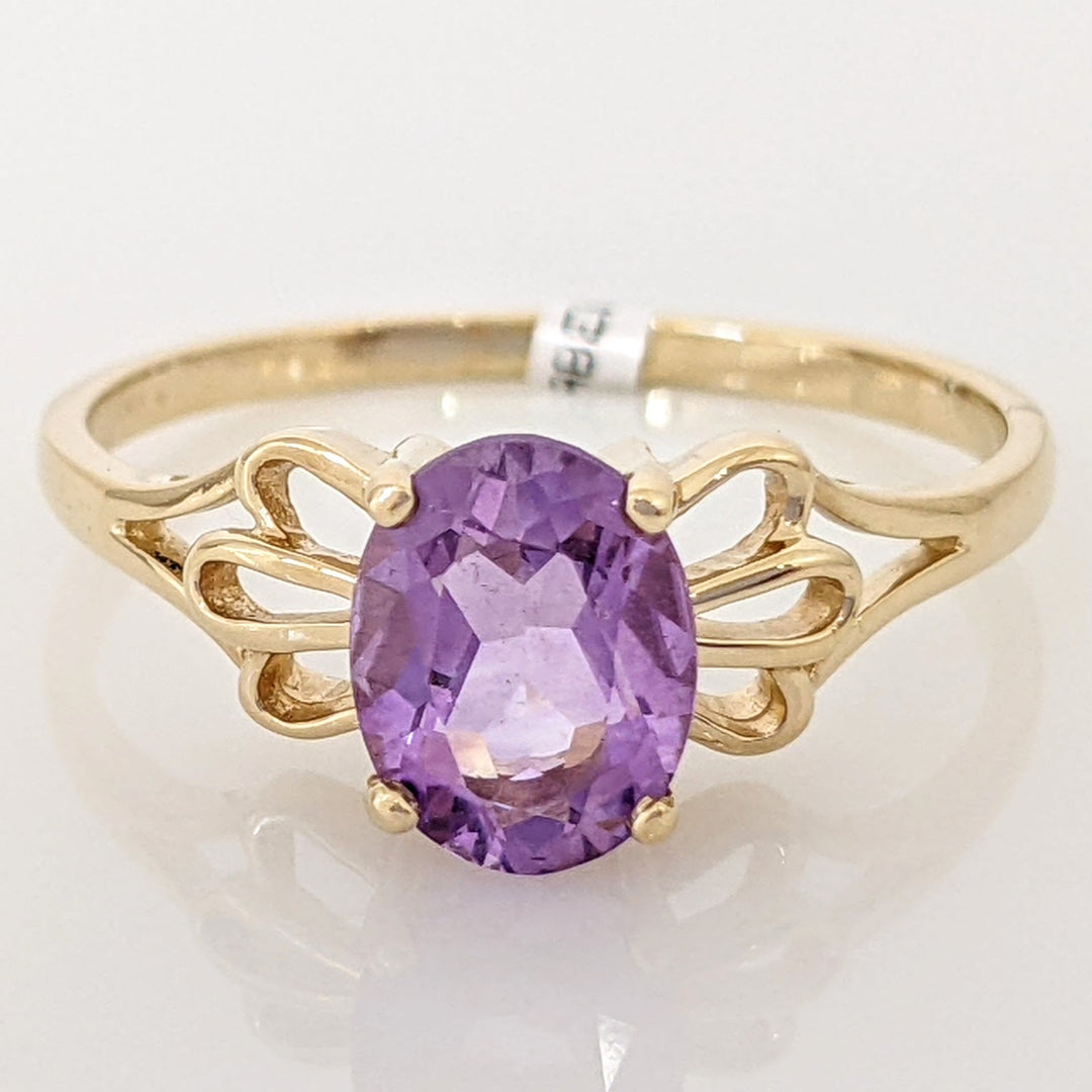 14K AMETHYST OVAL 6X8 OPEN TOP ESTATE RING 2.1 GRAMS