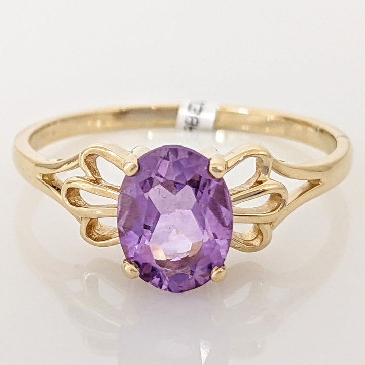 14K AMETHYST OVAL 6X8 OPEN TOP ESTATE RING 2.1 GRAMS