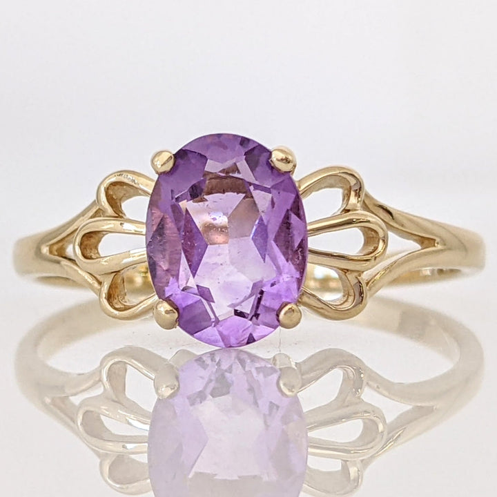 14K AMETHYST OVAL 6X8 OPEN TOP ESTATE RING 2.1 GRAMS
