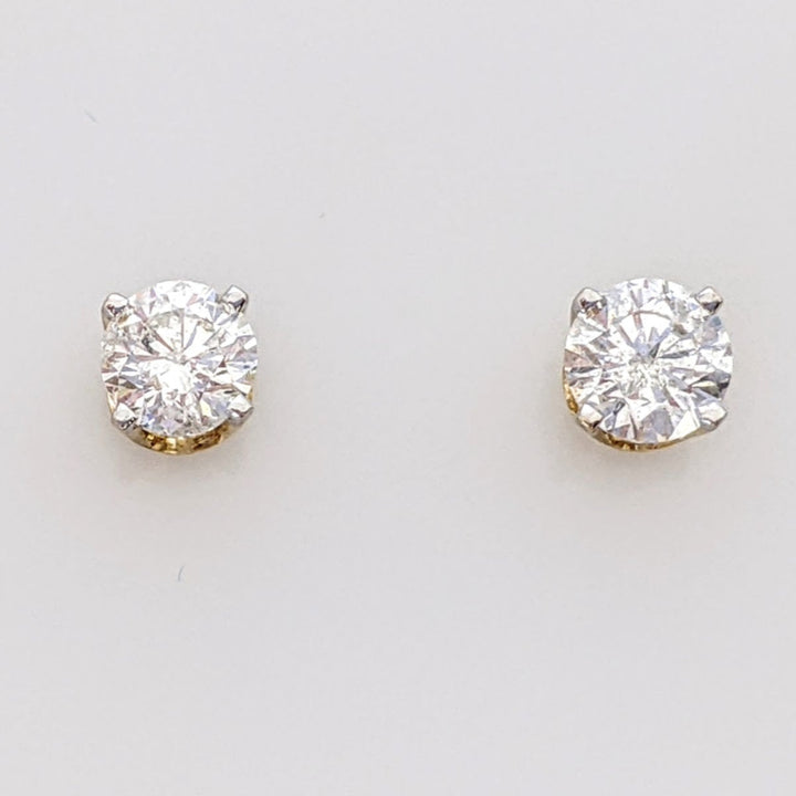 14K .75 CARAT TOTAL I2 H DIAMOND ROUND (2) ESTATE STUD EARRINGS 1.0 GRAM