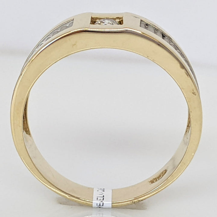 14K .10 CARAT TOTAL I1 I DIAMOND ROUND (1) RIBBED SIDES ESTATE RING 6.4 GRAMS