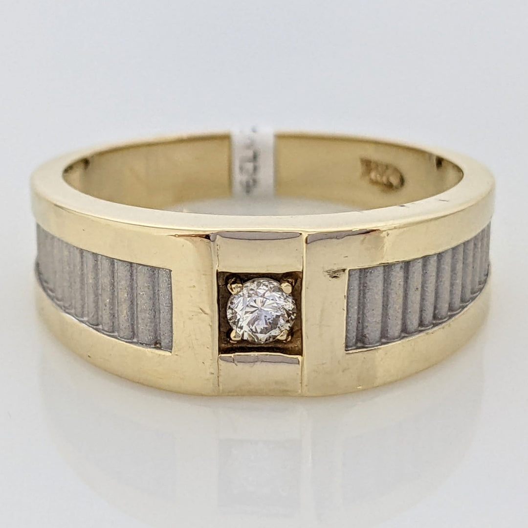 14K .10 CARAT TOTAL I1 I DIAMOND ROUND (1) RIBBED SIDES ESTATE RING 6.4 GRAMS