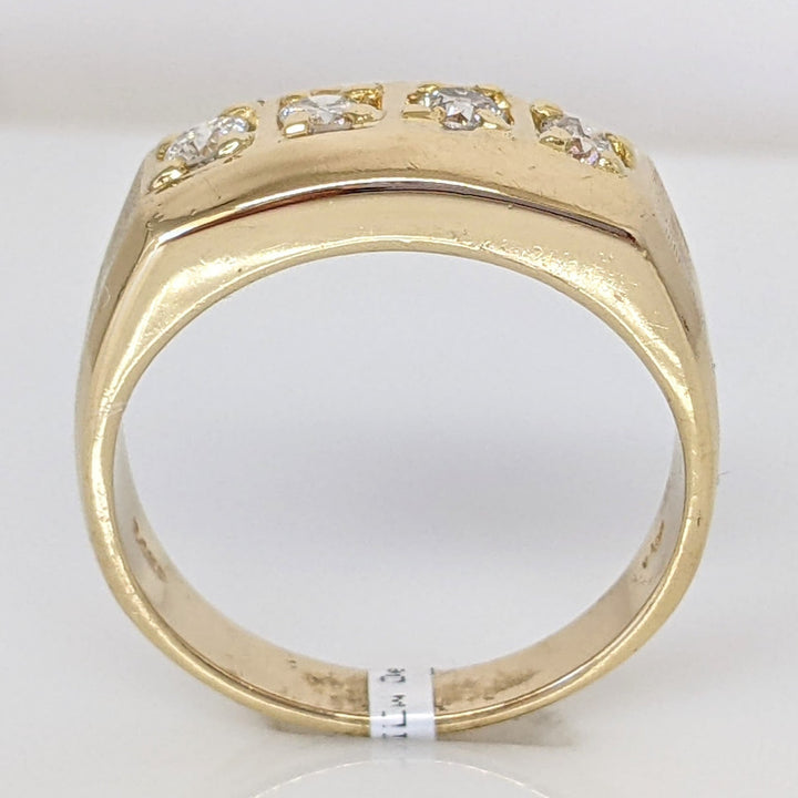 14K .48 CARAT TOTAL WEIGHT DIAMOND ROUND (4) PRONG SET ESTATE BAND 7.6 GRAMS