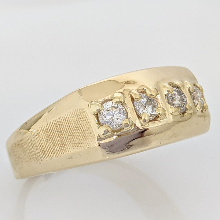 14K .48 CARAT TOTAL WEIGHT DIAMOND ROUND (4) PRONG SET ESTATE BAND 7.6 GRAMS