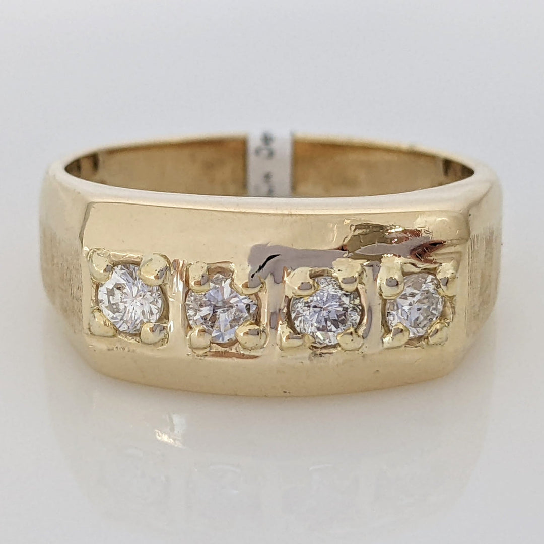 14K .48 CARAT TOTAL WEIGHT DIAMOND ROUND (4) PRONG SET ESTATE BAND 7.6 GRAMS