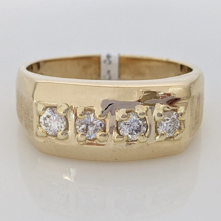 14K .48 CARAT TOTAL WEIGHT DIAMOND ROUND (4) PRONG SET ESTATE BAND 7.6 GRAMS