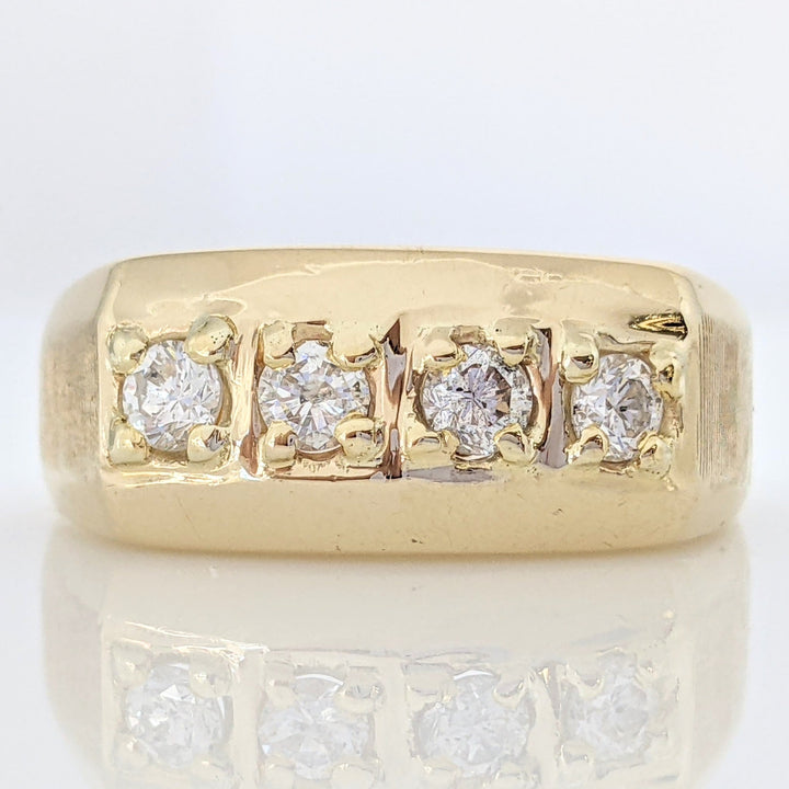 14K .48 CARAT TOTAL WEIGHT DIAMOND ROUND (4) PRONG SET ESTATE BAND 7.6 GRAMS