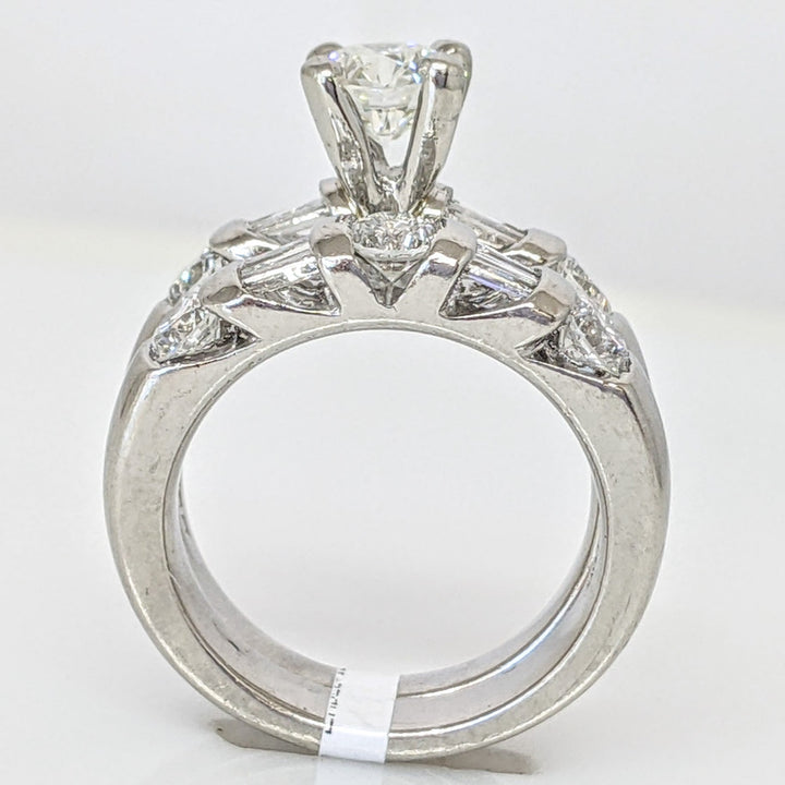 PLATINUM 1.91 CARAT TOTAL WEIGHT DIAMOND ROUND VS2 H (6) BAGUETTE (8) ESTATE SET