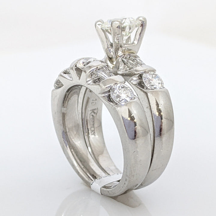 PLATINUM 1.91 CARAT TOTAL WEIGHT DIAMOND ROUND VS2 H (6) BAGUETTE (8) ESTATE SET