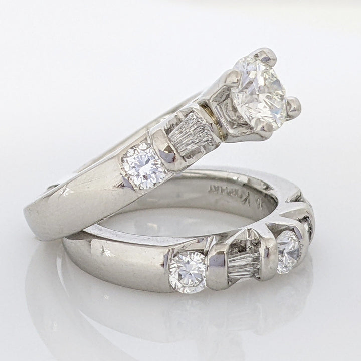 PLATINUM 1.91 CARAT TOTAL WEIGHT DIAMOND ROUND VS2 H (6) BAGUETTE (8) ESTATE SET