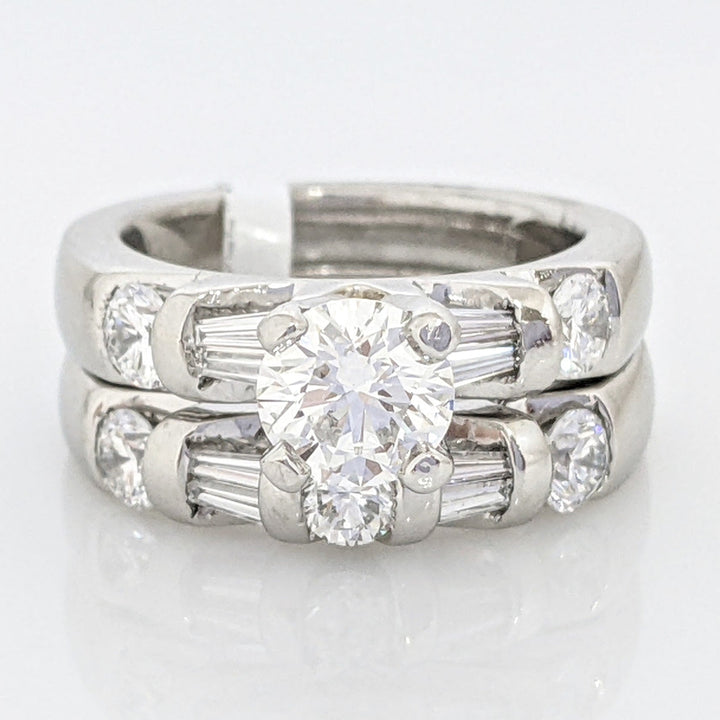 PLATINUM 1.91 CARAT TOTAL WEIGHT DIAMOND ROUND VS2 H (6) BAGUETTE (8) ESTATE SET