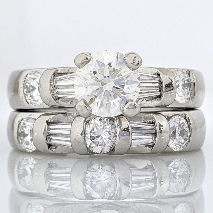 PLATINUM 1.91 CARAT TOTAL WEIGHT DIAMOND ROUND VS2 H (6) BAGUETTE (8) ESTATE SET