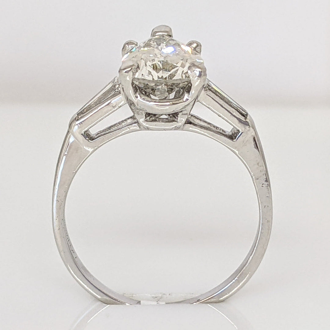 PLATINUM 2.13 CARAT TOTAL I1 G DIAMOND PEAR WITH (2) BAGUETTE ESTATE RING 4.8 GRAMS