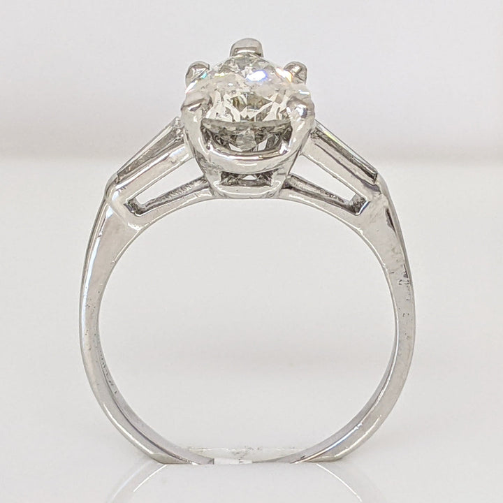 PLATINUM 2.13 CARAT TOTAL I1 G DIAMOND PEAR WITH (2) BAGUETTE ESTATE RING 4.8 GRAMS