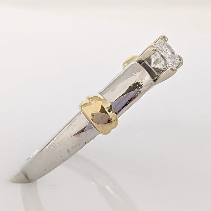 PLATINUM/14K .24 CARAT TOTAL I1 F DIAMOND PRINCESS CUT ESTATE RING 4.5 GRAMS